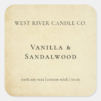 素朴な高級感漂うクラフト紙キャンドルラベル スクエアシール