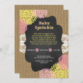 素朴な魅力の女の子の赤ちゃんシャワー / 麻の黒板 招待状 (正面/裏面)