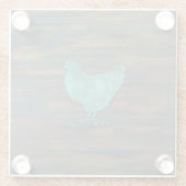 素朴な鶏(ティール（緑がかった色）) ガラスコースター (裏面)