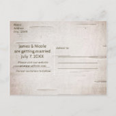 素朴な鹿と枝のシナの結婚式 Save The Date 案内ポストカード (裏面)