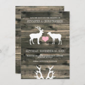 素朴な鹿と牝鹿の結婚式のご案内 セーブザデート (正面/裏面)