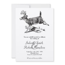 素朴な鹿のいる森のウェディング招待状