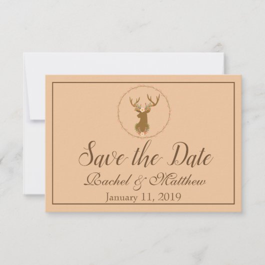 素朴な鹿のデザイン Save the date セーブザデート (正面)