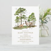 素朴な鹿の子 | ニュートラル ウッドランド ベイビー シャワー 招待状 (スタンド正面)