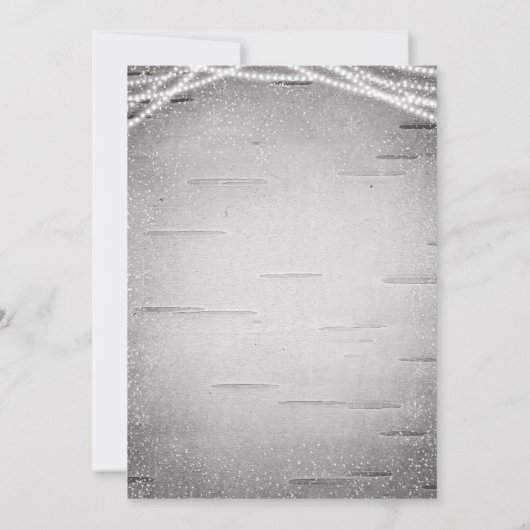 素朴な鹿の角と白樺の冬のウェディング 招待状 (裏面)