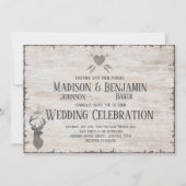 素朴な鹿の角のダメージ加工 ウェディング 招待状 (正面)