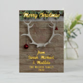 素朴な鹿の角のホリデーカード（写真なし） 箔シーズンカード (立ち正面)