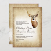 素朴な鹿の角の狩猟 ウェディング 招待状 (正面/裏面)