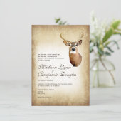 素朴な鹿の角の狩猟 ウェディング 招待状 (スタンド正面)