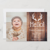 素朴な鹿の角 バーンベッド ウッド 誕生発表 招待状 (正面)
