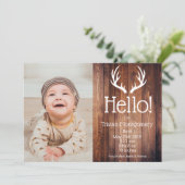 素朴な鹿の角 バーンベッド ウッド 誕生発表 招待状 (スタンド正面)