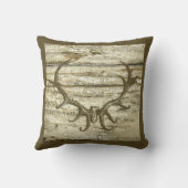 素朴な鹿の角 狩猟 テーマ レトロ アート 鹿 クッション (裏面)