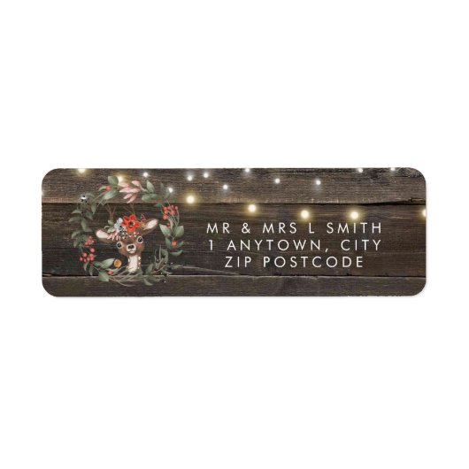 素朴な鹿の赤ちゃんシャワー差出人住所ラベル ラベル (正面)