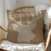 素朴な鹿の雄の麻のスロー枕 クッション