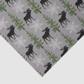 素朴な鹿の雪の結晶と松の木 薄葉紙 (詳細)