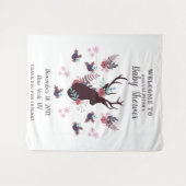 素朴な鹿の頭のモーブ フラワー ガール ベビー シャワー タペストリー (正面(横))