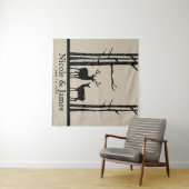 素朴な鹿の頭の角 ウェディング用背景 タペストリー (インサイチュ(横))