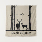 素朴な鹿の頭の角 ウェディング用背景 タペストリー (正面)