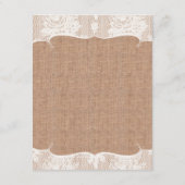 素朴な麻のプリントとレースのレセプション招待状 エンクロージャーカード (裏面)