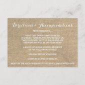 素朴な麻の木の冬の受付カード エンクロージャーカード (裏面)