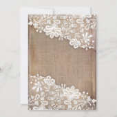 素朴な麻布とライトのレースの結婚記念日 招待状 (裏面)