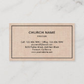 素朴な麻布のイエス・キリストのクロス牧師 名刺 (裏面)