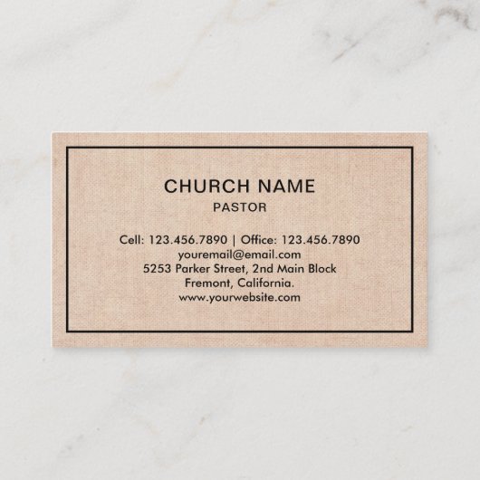 素朴な麻布のイエス・キリストのクロス牧師 名刺 (裏面)