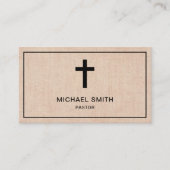 素朴な麻布のイエス・キリストのクロス牧師 名刺 (正面)