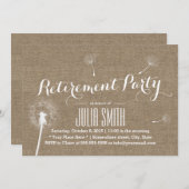 素朴な麻布の蒲公英が吹く引退パーティー 招待状 (正面/裏面)