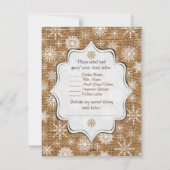 素朴な麻布、雪の結晶と鹿の結婚式の出欠確認 招待状 (裏面)