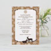 素朴な麻布、雪の結晶、鹿の結婚式の招待状2 招待状 (スタンド正面)