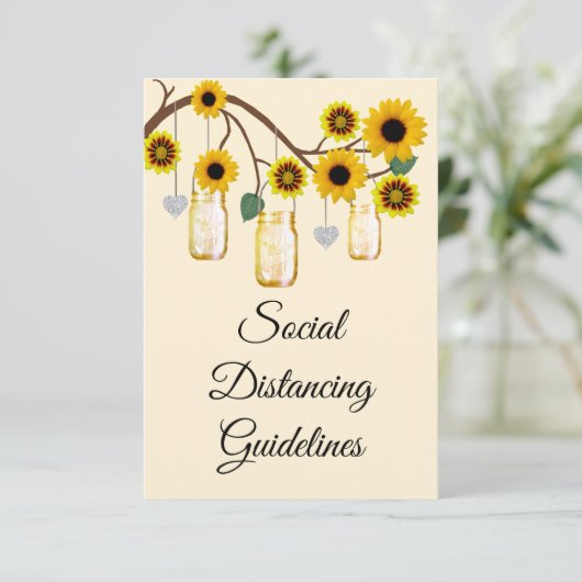 素朴な黄色の花のメイソンジャー 安全対策 エンクロージャーカード (スタンド正面)