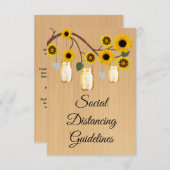 素朴な黄色の花柄のメイソンジャー 安全対策 エンクロージャーカード (正面/裏面)