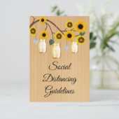 素朴な黄色の花柄のメイソンジャー 安全対策 エンクロージャーカード (スタンド正面)