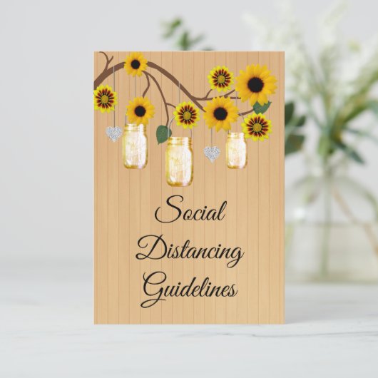 素朴な黄色の花柄のメイソンジャー 安全対策 エンクロージャーカード (スタンド正面)