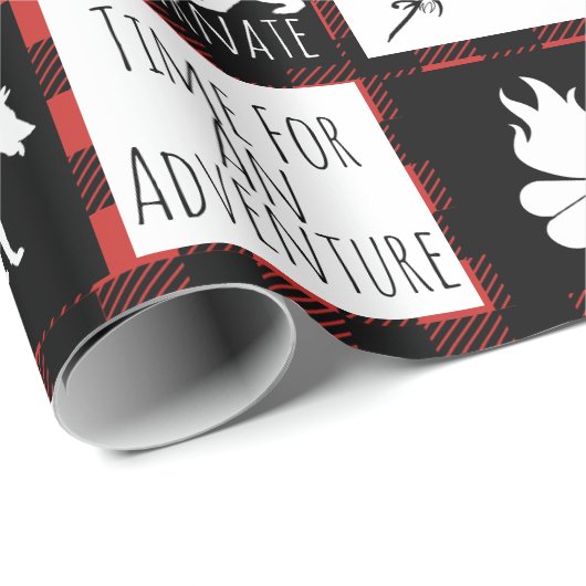 素朴な黒いバッファローの格子縞の荒野の冒険 ラッピングペーパー (ロールコーナー)