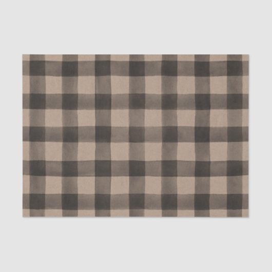 素朴な黒およびクラフトのバッファローの格子縞のティッシュペーパー 薄葉紙 (正面)