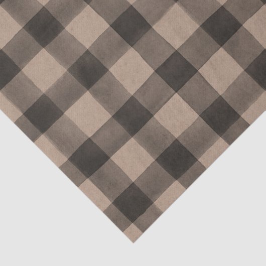 素朴な黒およびクラフトのバッファローの格子縞のティッシュペーパー 薄葉紙 (詳細)