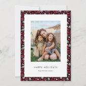 素朴な黒と赤のクリスマスパターン写真 シーズンカード (正面)