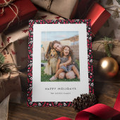 素朴な黒と赤のクリスマスパターン写真 シーズンカード