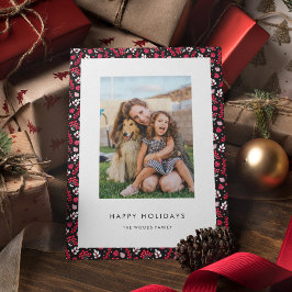 素朴な黒と赤のクリスマスパターン写真 シーズンカード