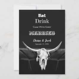 素朴な黒の牛の頭蓋骨 Eat Drink 結婚しました 案内状