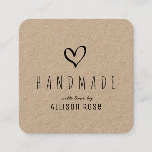 素朴な黒字脚本の自家製名刺 スクエア名刺 (正面)