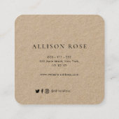 素朴な黒字脚本の自家製名刺 スクエア名刺 (裏面)