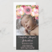 素朴な黒板のピンクの花はシャワー感謝していしています サンキューカード (正面/裏面)