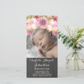 素朴な黒板のピンクの花はシャワー感謝していしています サンキューカード (スタンド正面)