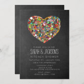 素朴な黒板は台所ブライダル・シャワーをつなぎます 招待状 (正面/裏面)