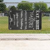 素朴な黒板は飲み物をです結婚したな結婚式食べます 横断幕 (インサイチュ)