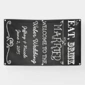 素朴な黒板は飲み物をです結婚したな結婚式食べます 横断幕 (横)