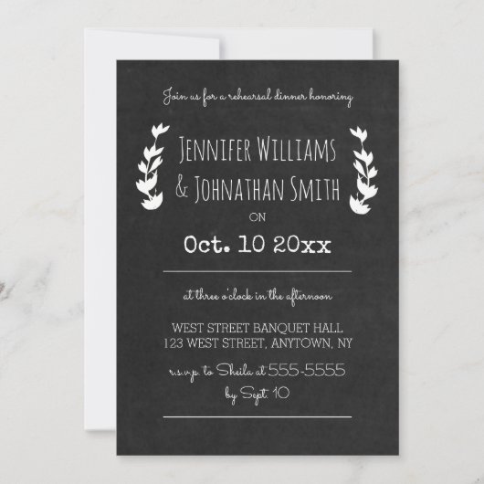 素朴な黒板リハーサルディナー招待状 招待状 (正面)